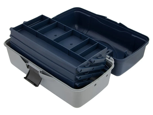 Fishing Tackle Box with 3 Fold Out Trays - Blue