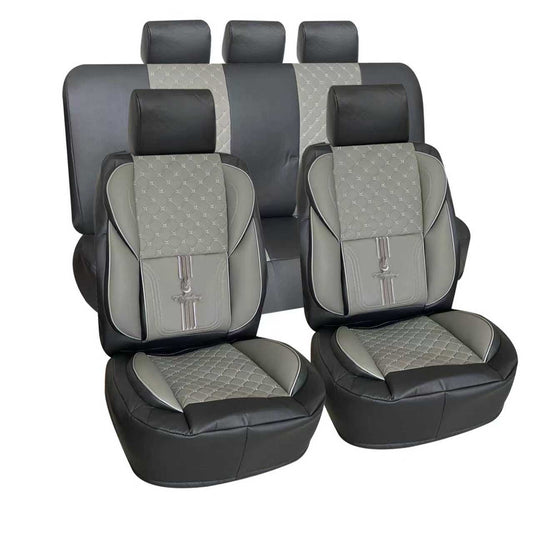 Leather Car Seat Covers - BLACK&GRAY