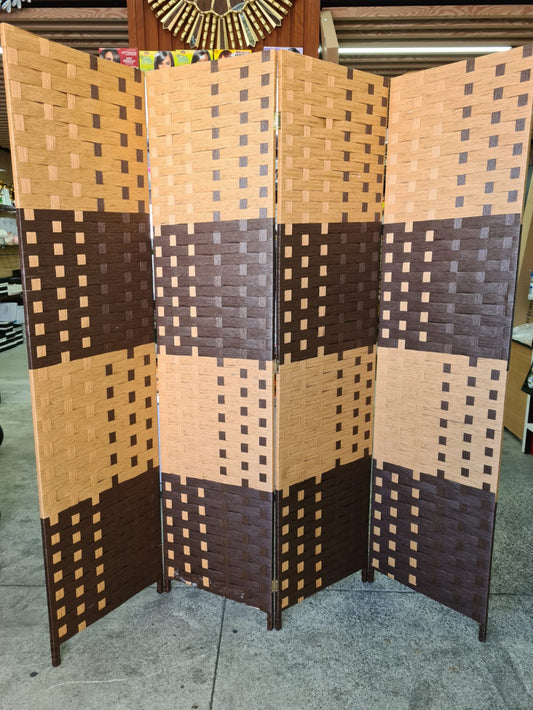 Room Divider Bamboo Woven 4 Panel Beige and Brown