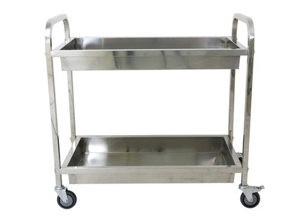 Trolley Service Cart 2 Tier Deep S/S - Commercial Kitchen 930 x 495 x 940mm High