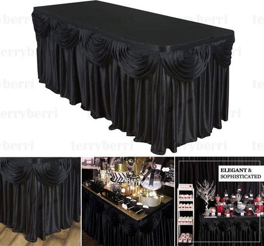 Table Skirt With Swag 6 Meter(Black)