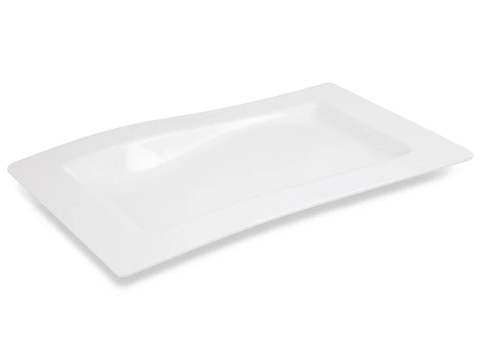 Large Rectangle Melamine Platter White - Wavy 57cm / 22.5"