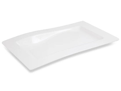 Large Rectangle Melamine Platter White - Wavy 57cm / 22.5"