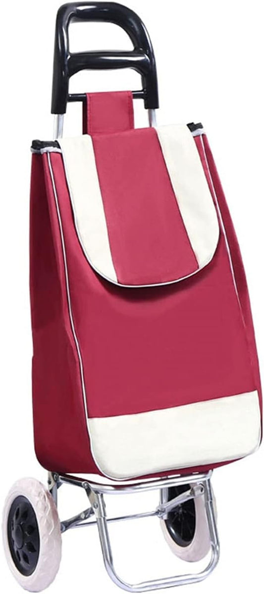 Grocery Trolley Folding Shopping Trolley with 2 Wheels Detachable Bag