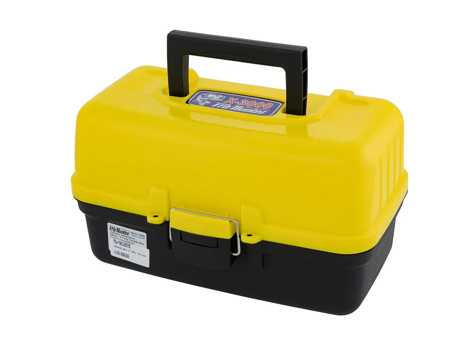 Fishing Tackle Box - 3 Fold-Out Trays - Yellow | 20 Compartments PRO-HUNTER