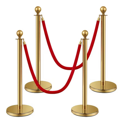 Golden Welcome Pillars,  Matched with Red Velvet Ropes