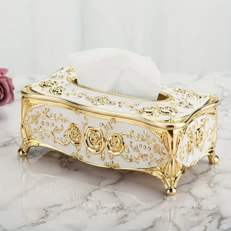 Pretty Tissue Box Rose Embossed Tissue Box, Luxurious Elegant Design Tissue Holders – Big ...