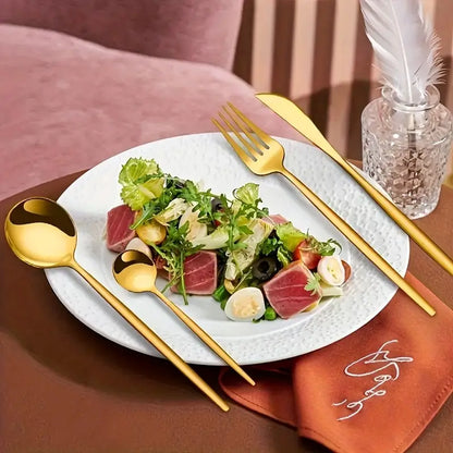 16pcs Golden Tableware Set