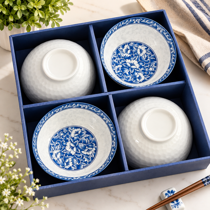 CERAMIC  HAND PAINTED BOWL SET -4PC