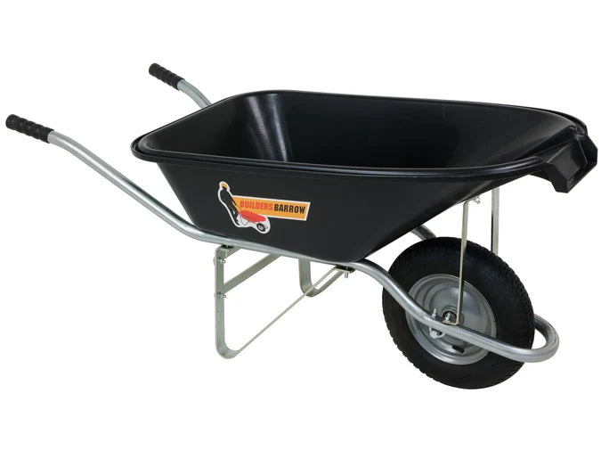 72L Wheelbarrow with Heavy Duty Black Plastic Tray - 100kg Load