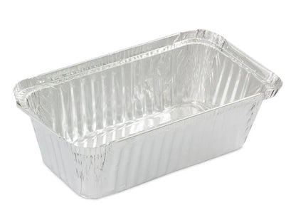 50 Medium Oblong Foil Tray Containers with Lids - 840ml - 19cm x 11cm x 5.5cm