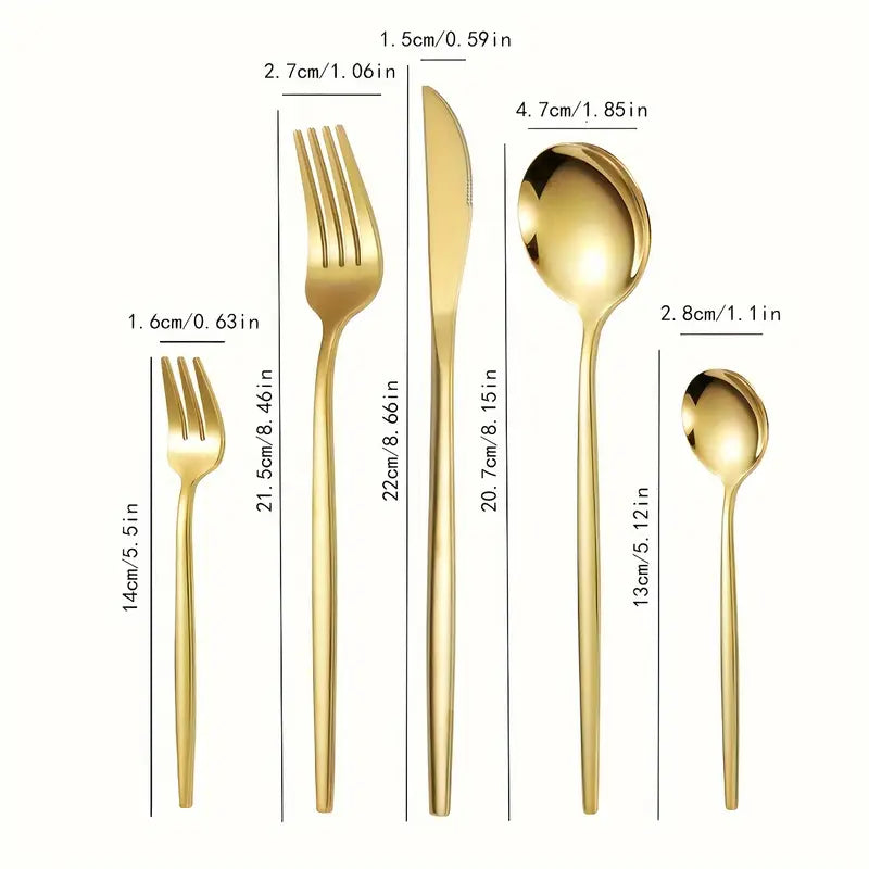 Elegant 30pcs Golden Stainless Steel Cutlery Set