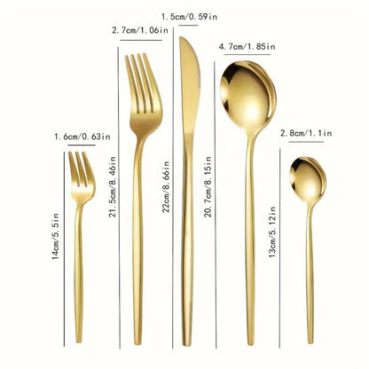 Elegant 30pcs Golden Stainless Steel Cutlery Set