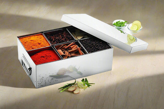 Masala Box 6 Compartment - Stainless Steel