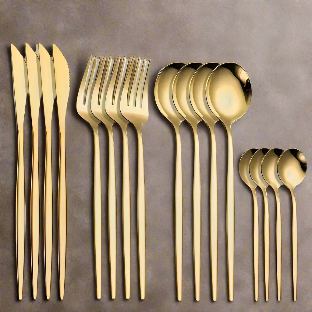 16pcs Golden Tableware Set