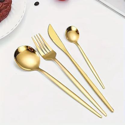 16pcs Golden Tableware Set