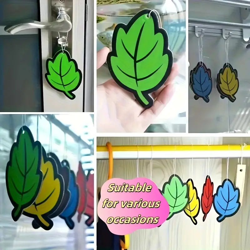 24pcs Natural Tea Paper Car Air Freshener Hanging Leaf-Shaped Scent Strips - 6 Fragrancesg-Lasting Odor Neutralizer for Car Interior, Christmas Gift, Car Perfume
