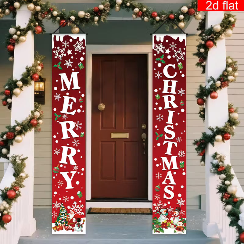 2pcs, Christmas themed couplet porch banner