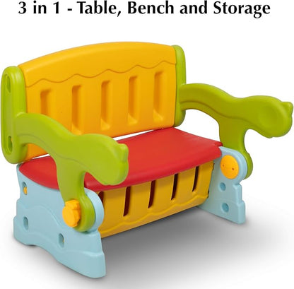 The Tickle Toe 3-in-1 Convertible Bench Table Chair with Storage | Multipurpose Kids Plastic Furniture – Multicolour