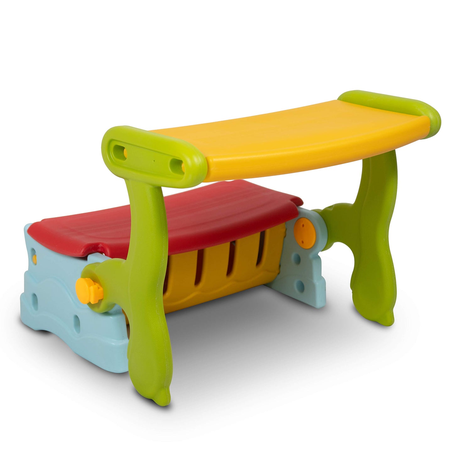 The Tickle Toe 3-in-1 Convertible Bench Table Chair with Storage | Multipurpose Kids Plastic Furniture – Multicolour