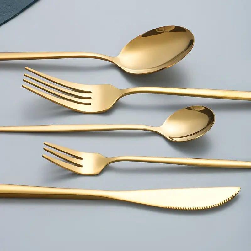 Elegant 30pcs Golden Stainless Steel Cutlery Set
