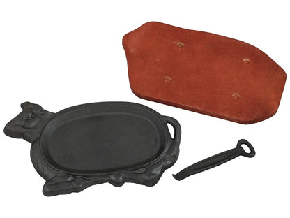31cm Cast Iron Cow Shaped Plate Sizzle Food Steak Platter