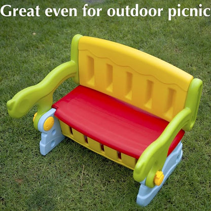The Tickle Toe 3-in-1 Convertible Bench Table Chair with Storage | Multipurpose Kids Plastic Furniture – Multicolour
