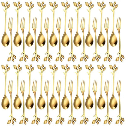 40pcs Gold / Stainless Steel Spoon and Fork