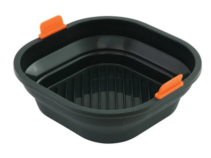 21cm Square Air Fryer Insert Basket - Collapsible Silicone Tray