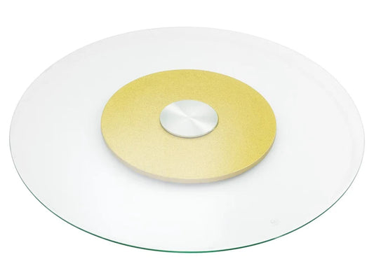 68cm Glass Lazy Susan with Gold Turntable Base - Rotating Food Tray