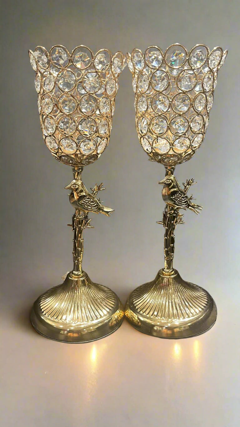 Candle Holder With Decorative Sparrow