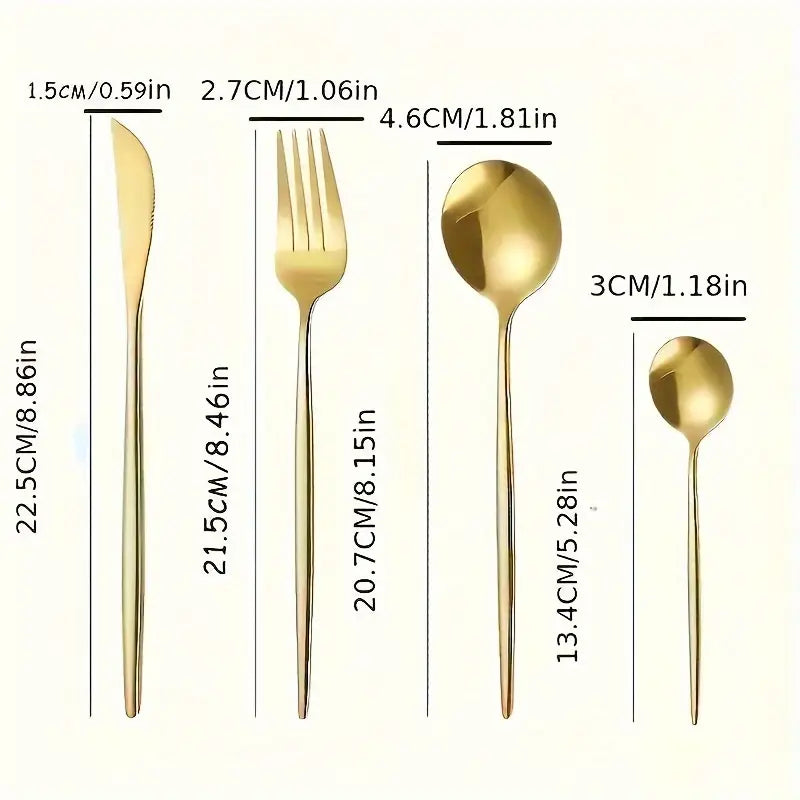 16pcs Golden Tableware Set