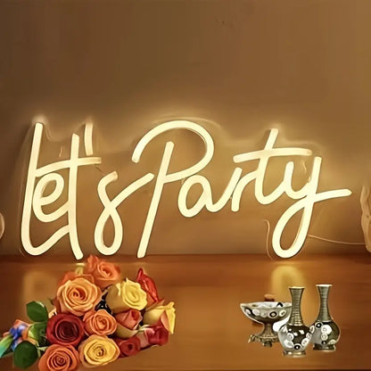 Let's Party LED Neon Sign - Warm White