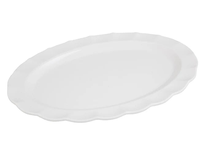 Long Oval White Platter Curved Edge Design Melamine 45.5cm / 18"