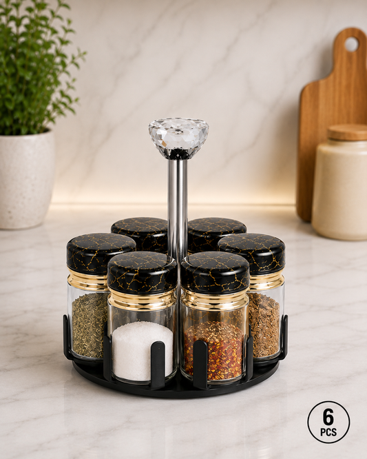 Rotating 6Pcs Spice Set for Easy Organization