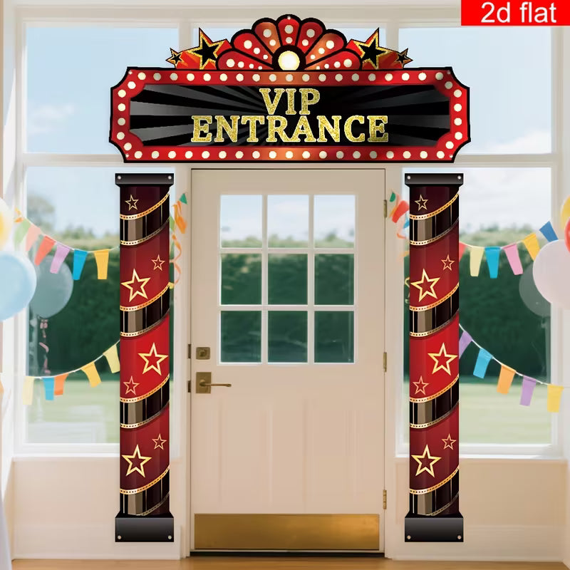 2D flat banner, 3pcs VIP Door Entrance Party Backdrop Decorations Bann ...