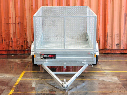 Trailer 8x5 Single Axle Rear Loading Ramp with 900mmH Cage