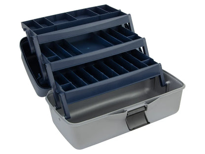 Fishing Tackle Box with 3 Fold Out Trays - Blue
