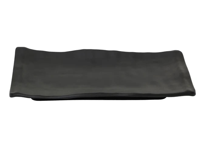 24.5cm Rectangular Black Platter - Melamine Serving Plate