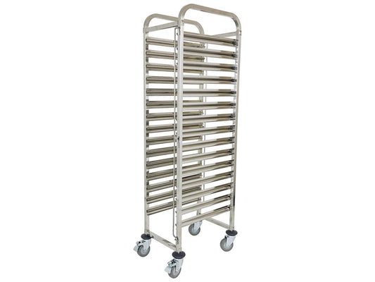Mobile Bakers Rack 16" Tray x15 | 1.7m Tall + Wheels | Commercial Bakery Racks