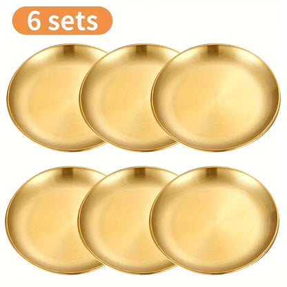 Thickened Stainless Steel Dessert Plates 6pcs
