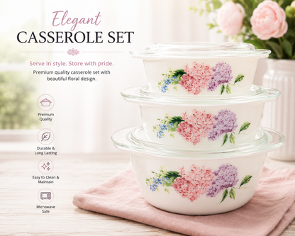 3 Pcs Casserole Set With Lids