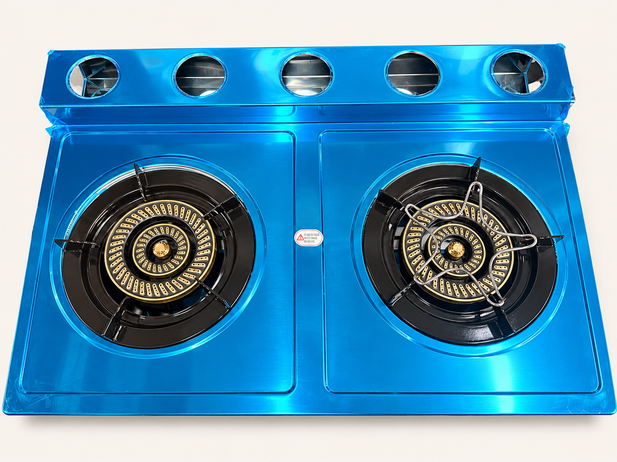 Stainless Steel Free Standing 2 Burner Gas Stove With Shelf