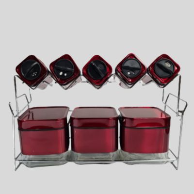 Condiments 8 Piece Set- Dark Red