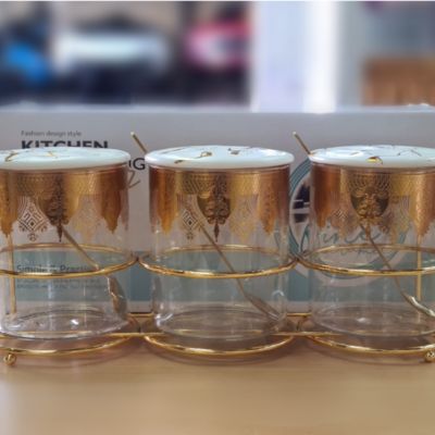 Seasoning Jar 3 Pcs Set Gold