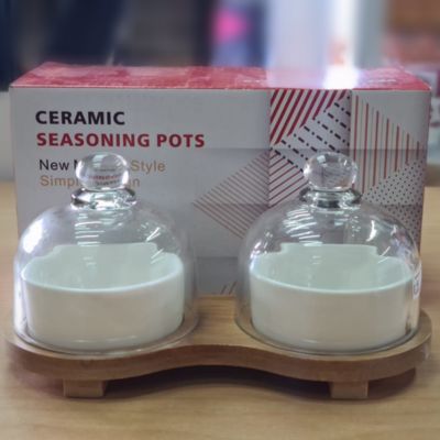 Seasoning Pot 2 Pcs Set White