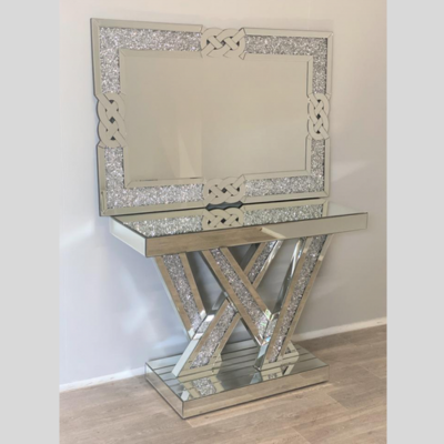 Theo Silver Console Set -Table + Mirror