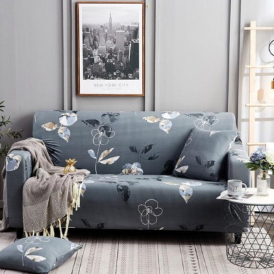 Blue Floral Sofa Cover Type 14 - 3 Seater