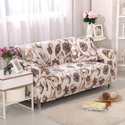 Off White Floral Sofa Cover Type 20- 1 Seater