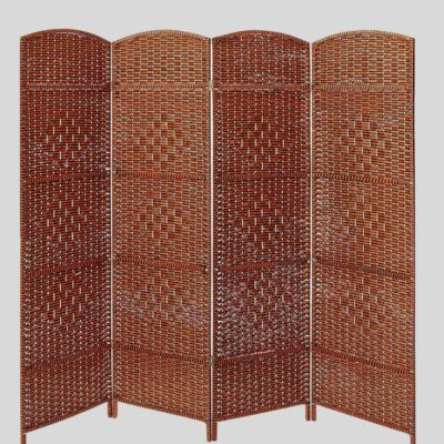 Room Divider Bamboo Woven 4 Panel Natural Brown 180 by 200cm